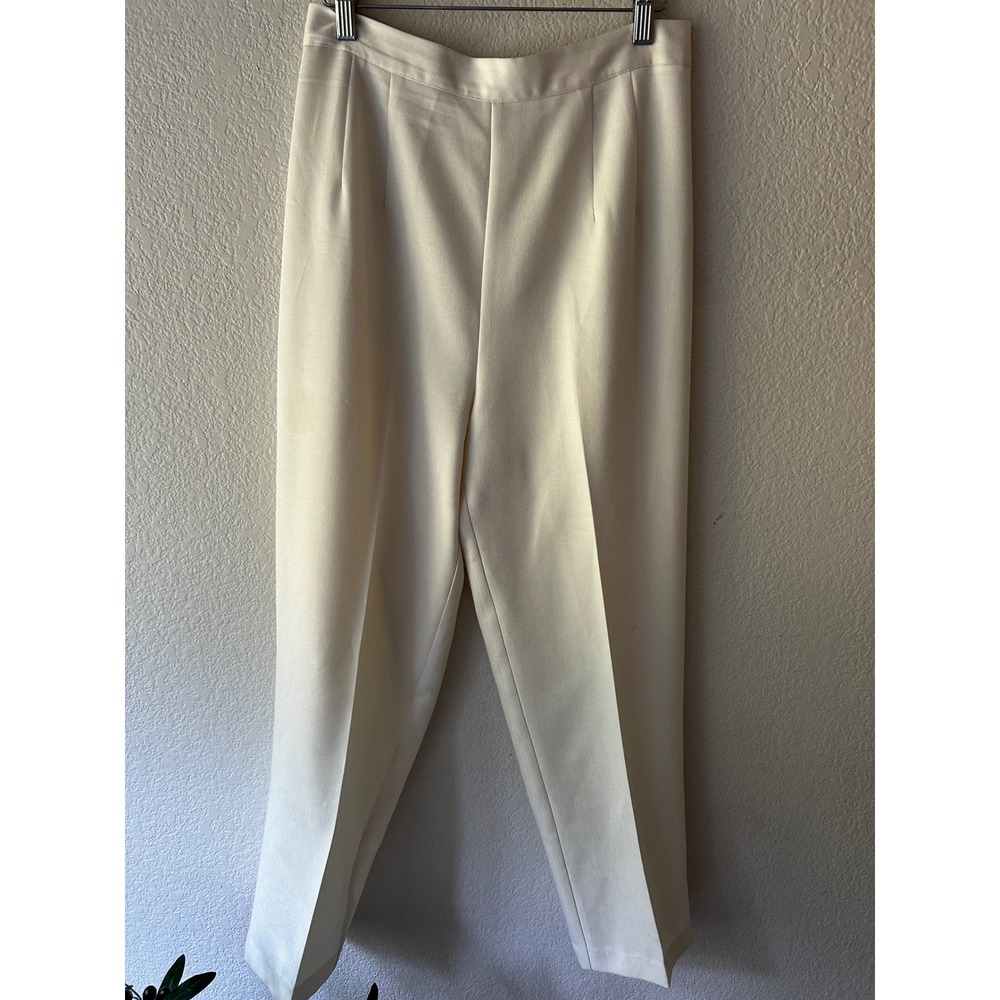 Vintage Cream High Waisted Tapered Trousers‎ Off White Pleated Dress Pants 9-10